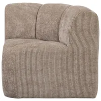 WOOOD Mojo eetbankje hoek met rugleuning ribstof donkerzand